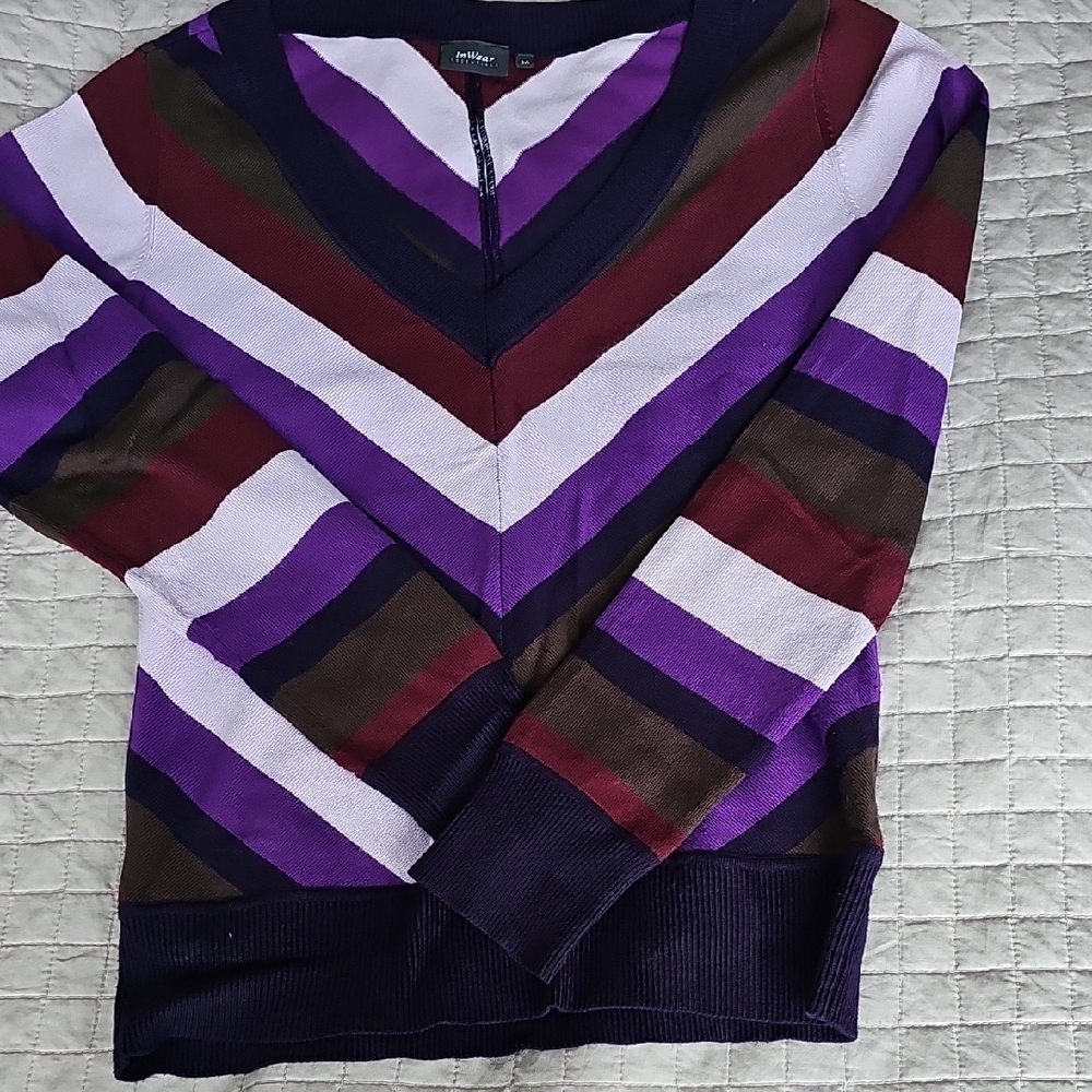 InWear V-Neck Sweater with Bold Stripes